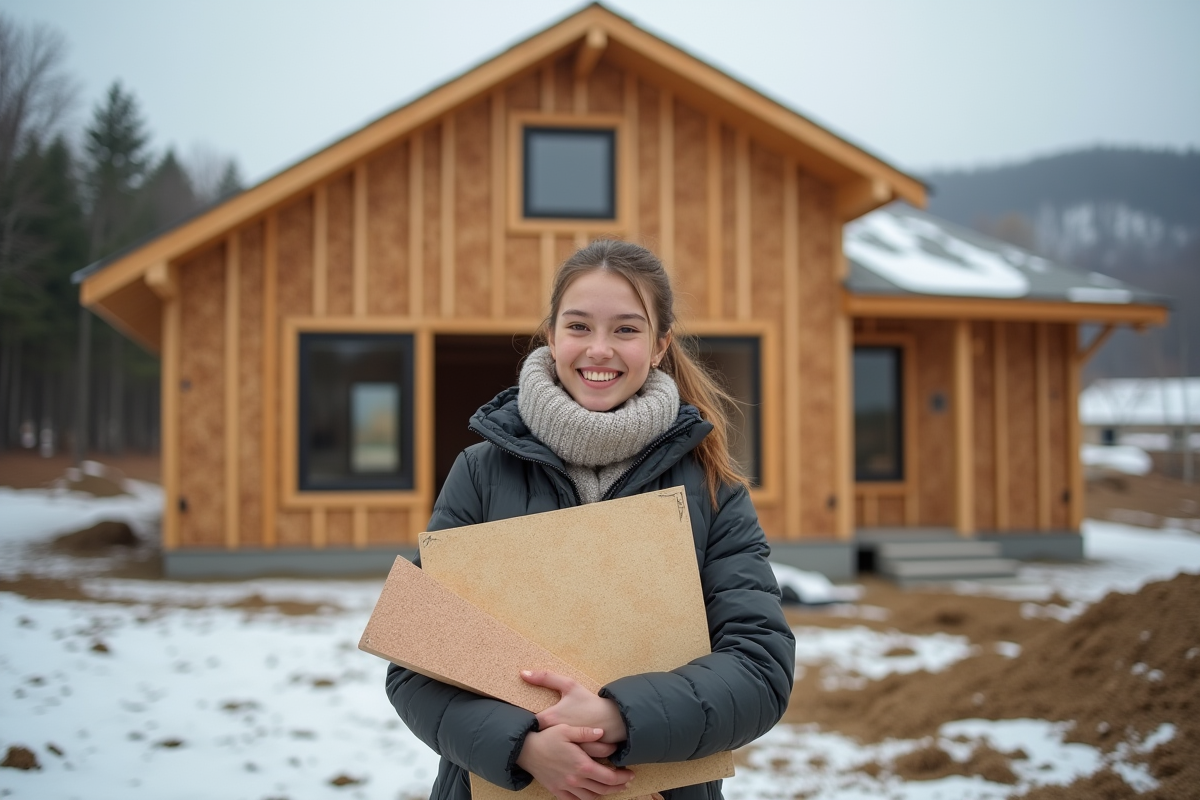Jeune femme avec panneau d