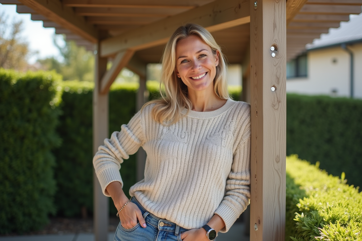 Femme souriante près d