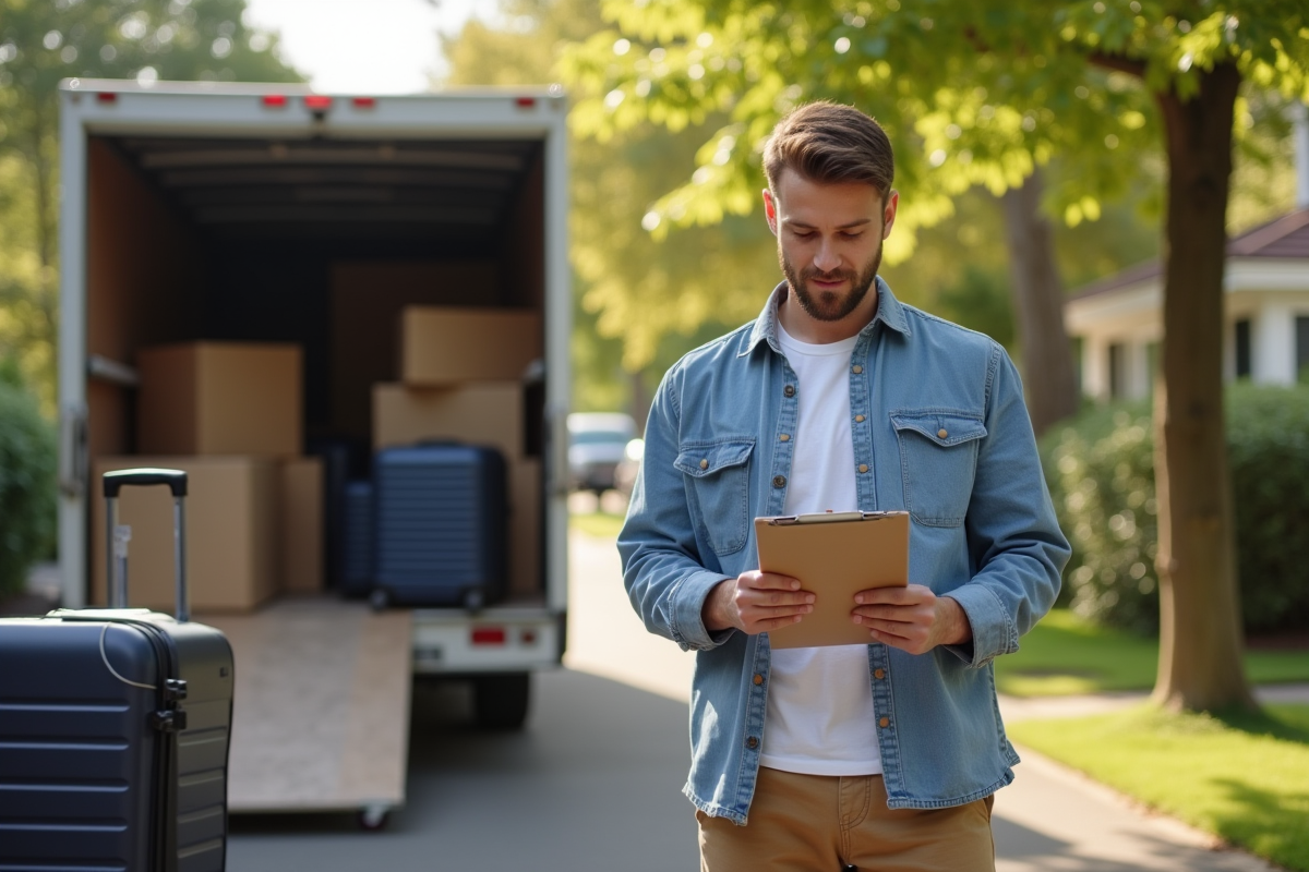 Jeune homme vérifiant sa liste de tâches dehors
