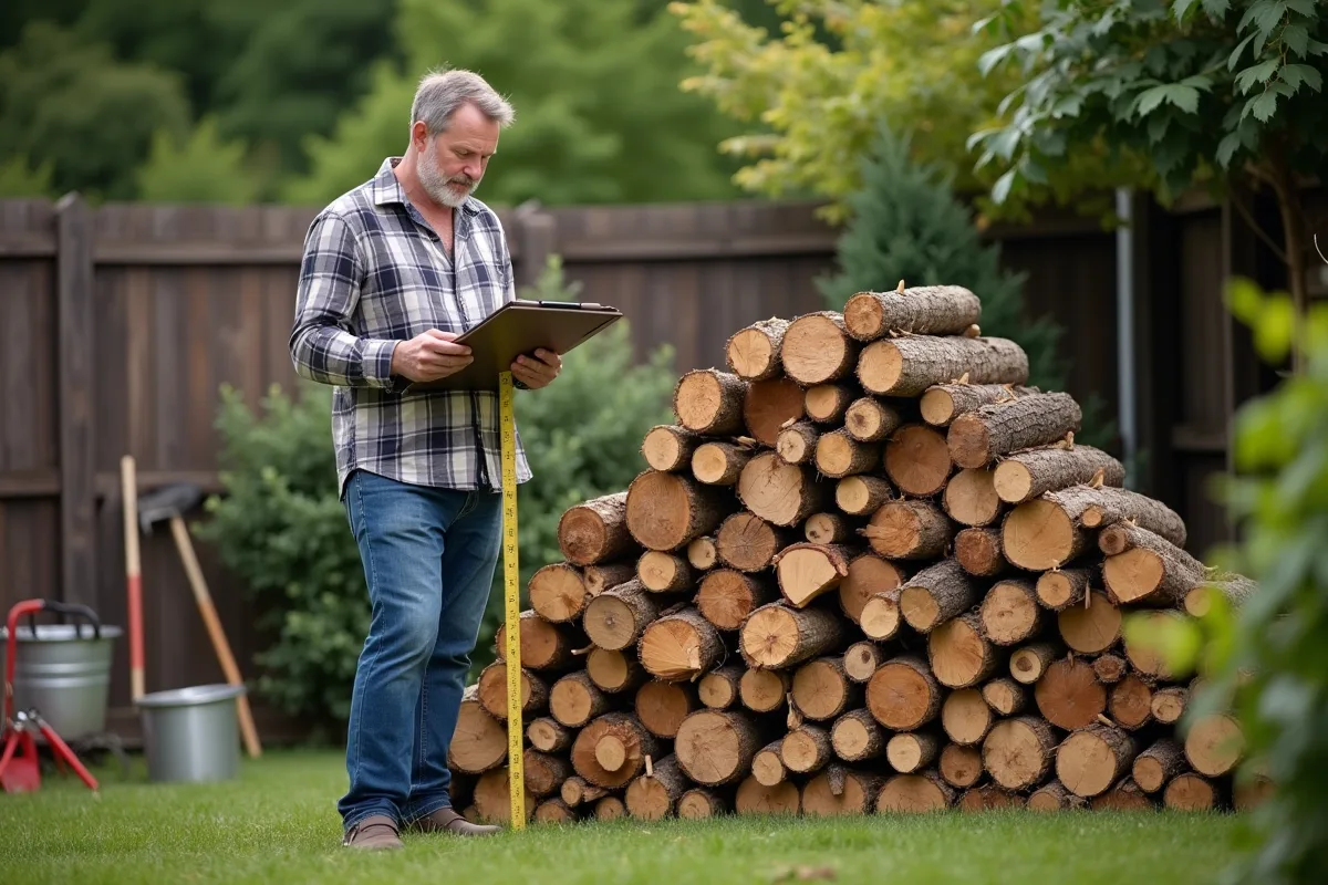 pile de bois représentant 15 mètres cubes pour la mobilité