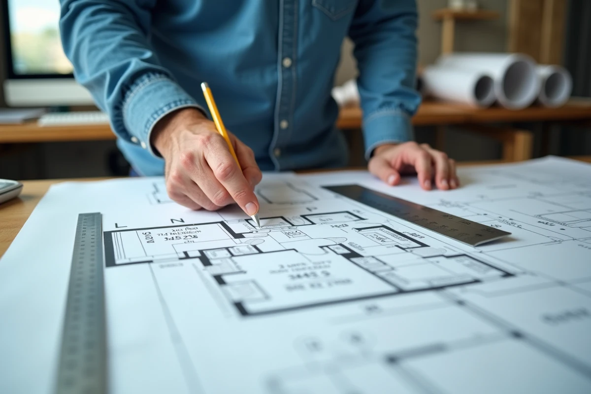 Plan architectural d'une salle de bain avec annotations de dimensions pour aider à calculer la taille optimale