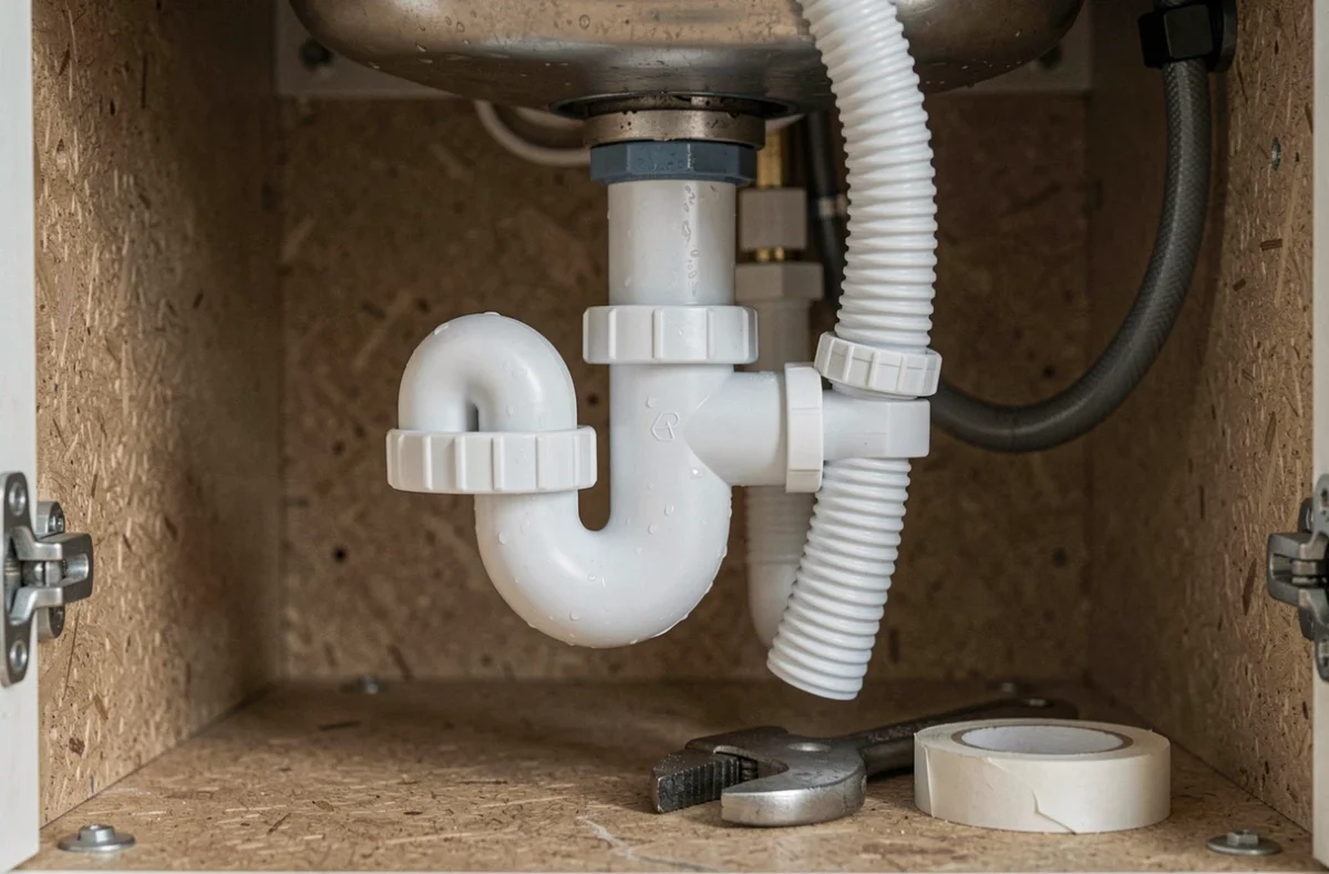 Raccord en T sur siphon d'évier pour connecter l'évacuation d'un lave-vaisselle sans percer